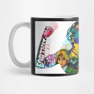 Gamer sticker, homage to glover, video games, glitch art Mug